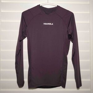 YoungLA Rash Guard Plum Wine Color Women's XS Compression Vent Tech Stretch